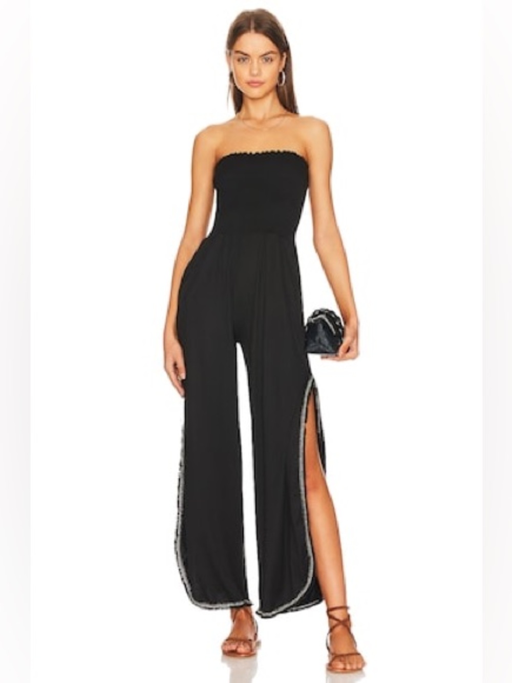 Peixoto Harriet Smocked Bodice Jumpsuit Size XS Black